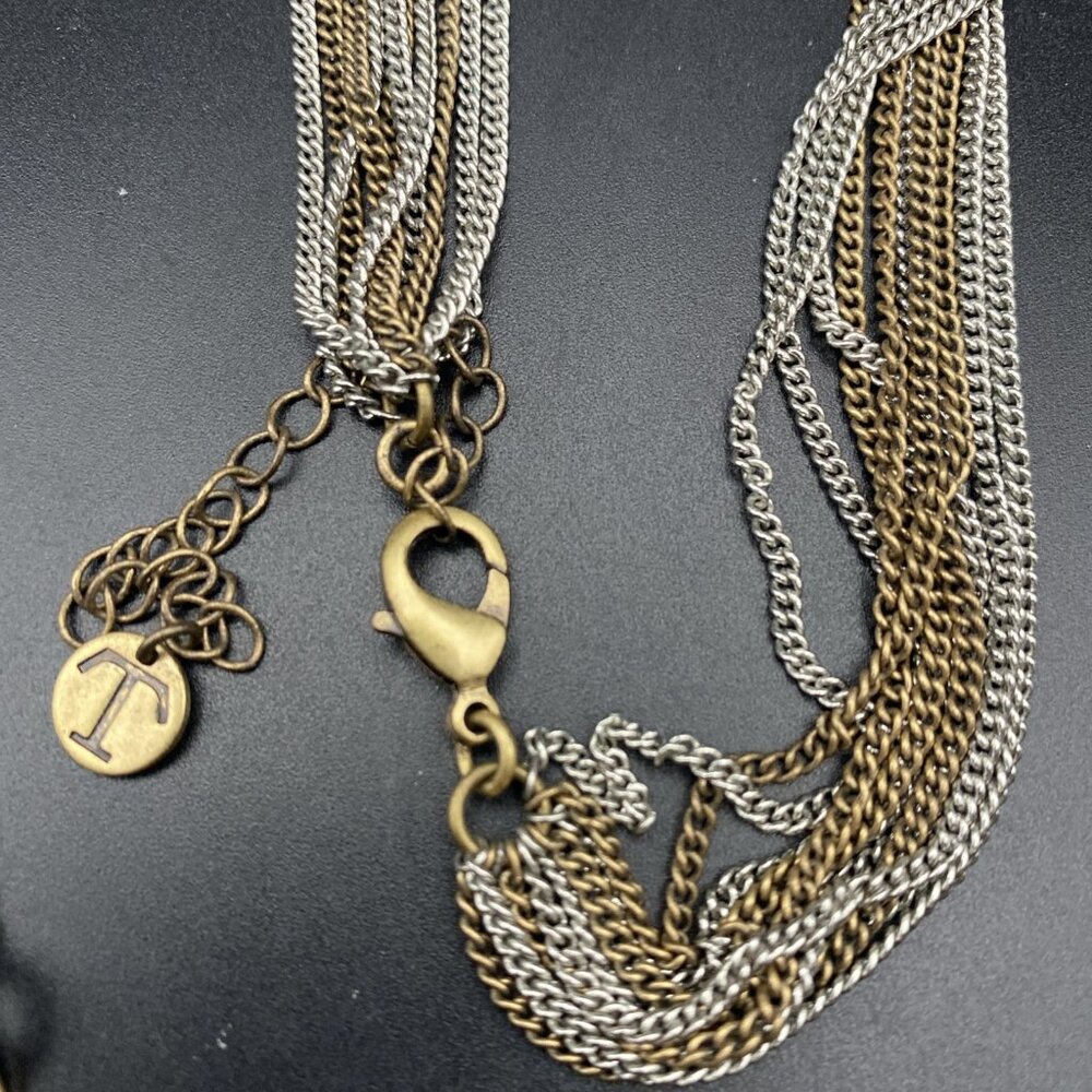 Vintage Necklace Signed Talbots Antique Gold Silver Multi Strand 30 + 3” Layered - Picture 4 of 7